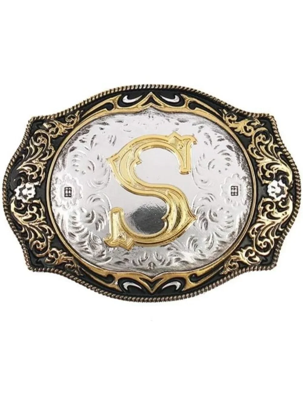 unisex S Imported Cowboy Rodeo Gold Initial Letter Belt Buckle